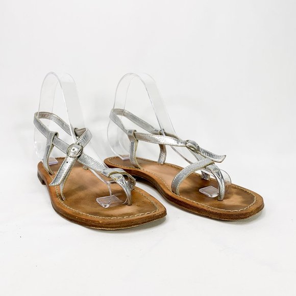 MANOLO BLAHNIK Silver Strap Leather Sandals - Picture 2 of 7